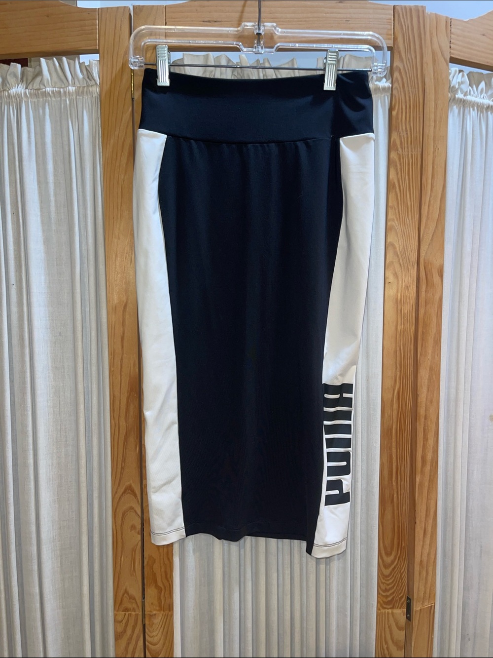 Puma Black and White Side-Panel Midi Skirt